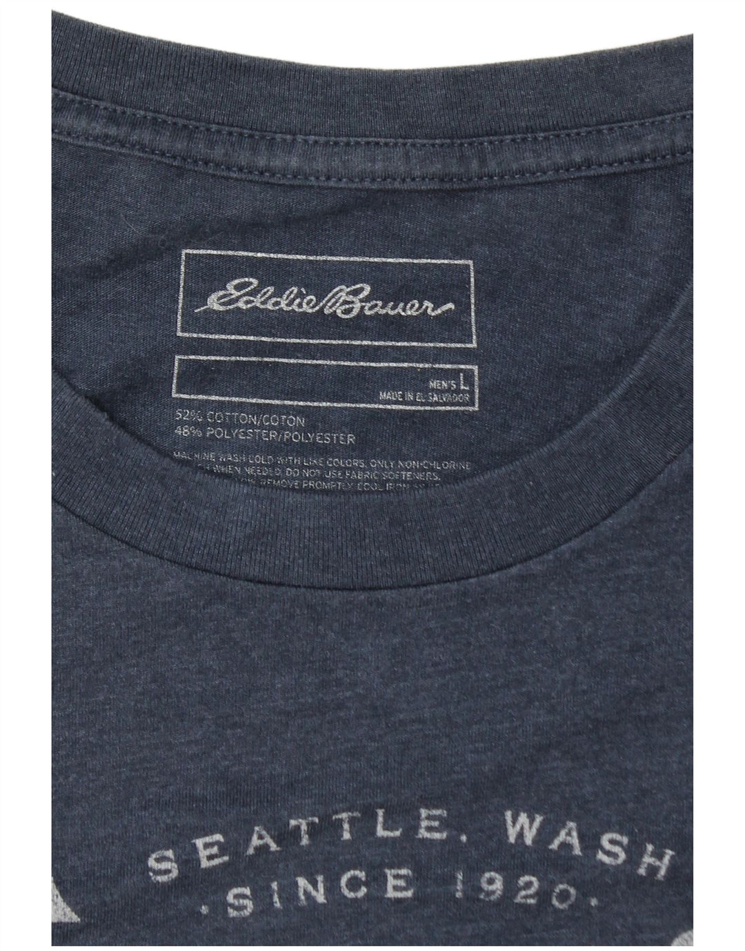 EDDIE BAUER Mens Graphic T-Shirt Top Large Blue Cotton