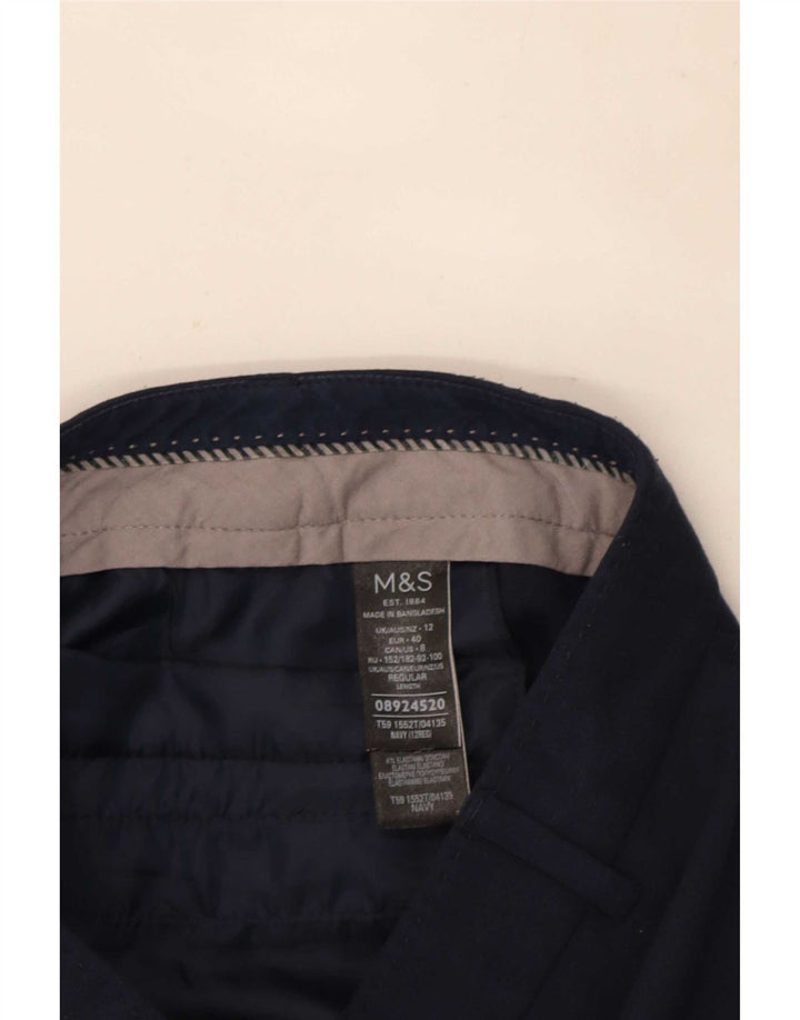 Marks & Spencer Womens Suit Trousers UK 12 Medium W30 L30 Navy Blue