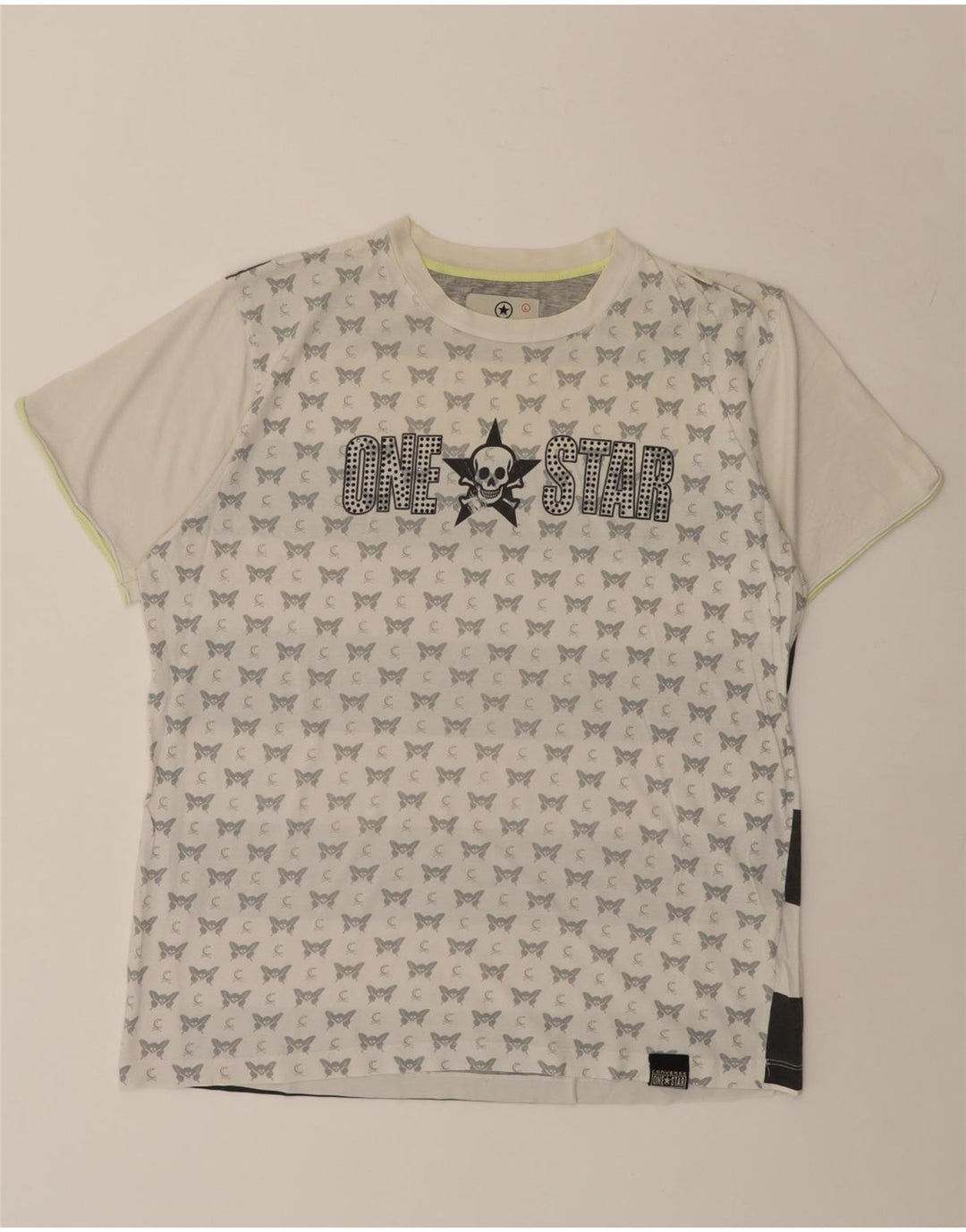 Converse Womens Graphic T-Shirt Top UK 16 Large White Striped Cotton