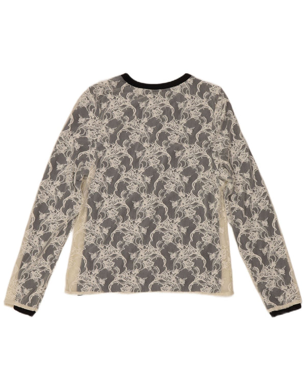 Marks & Spencer Womens Long Sleeve Blouse Top UK 12 Medium Black Floral