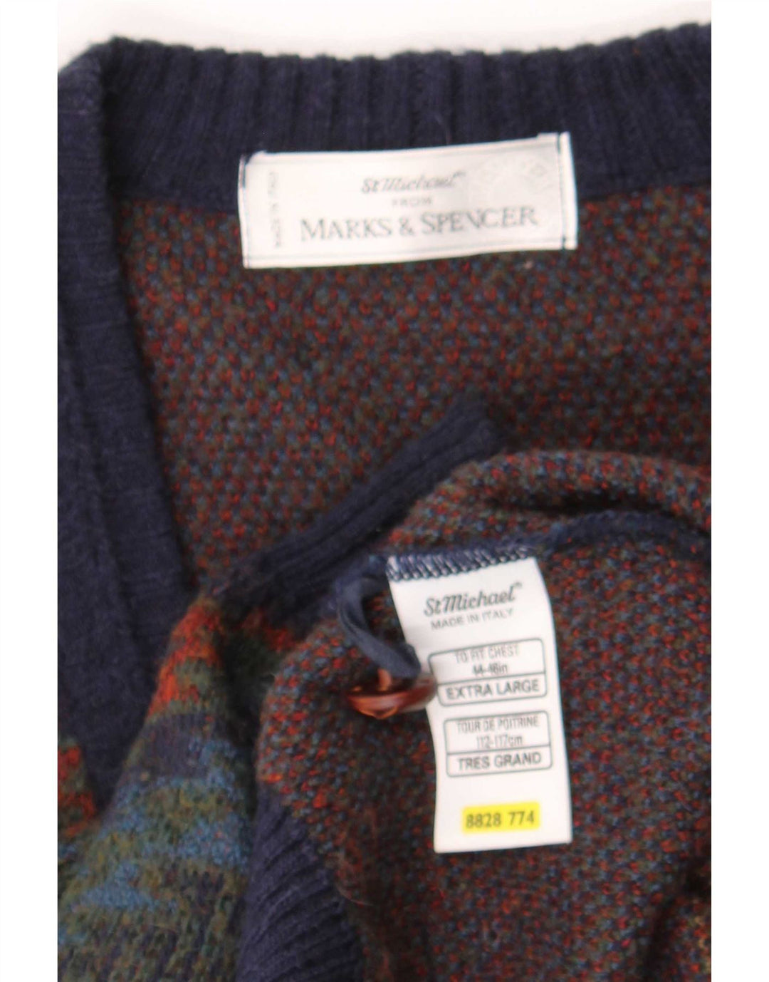 Marks & Spencer Mens St. Michael Cardigan Sweater XL Navy Blue Retro