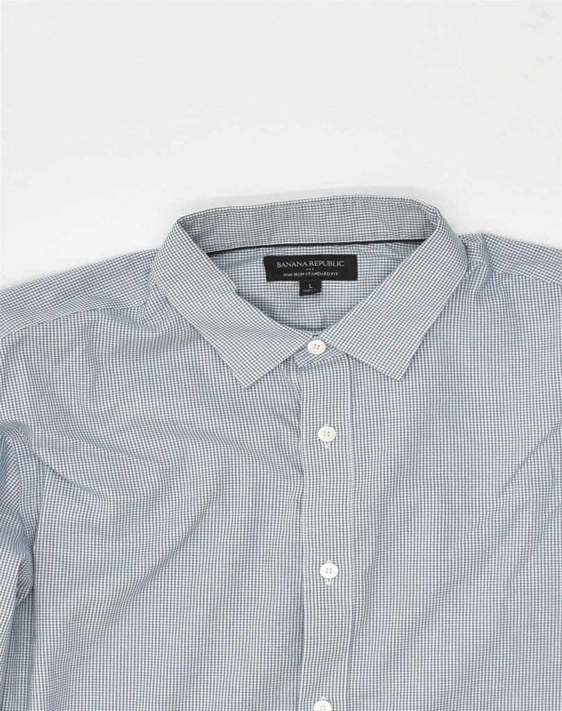 BANANA REPUBLIC Mens NON - IRON Standard Fit Shirt Large Blue Gingham | Vintage Banana Republic | Thrift | Second-Hand Banana Republic | Used Clothing | Messina Hembry 