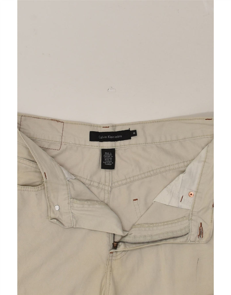 CALVIN KLEIN Mens Slim Casual Trousers W32 L31 Beige Cotton | Vintage Calvin Klein | Thrift | Second-Hand Calvin Klein | Used Clothing | Messina Hembry 