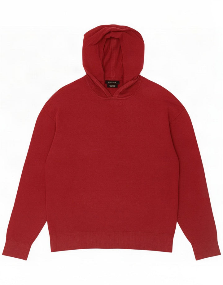 Massimo Dutti Mens Hooded Jumper Sweater Small Red Cotton