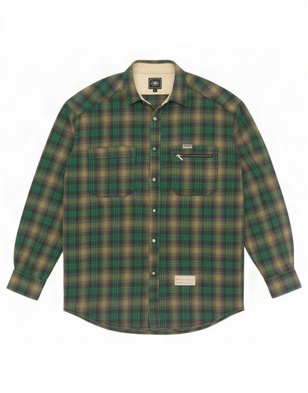 Americanino Mens Flannel Shirt Large Green Check Acrylic
