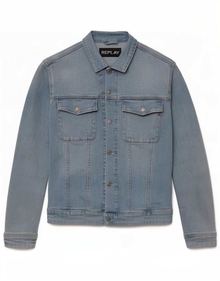 Replay Mens Denim Jacket UK 40 Large Blue Cotton