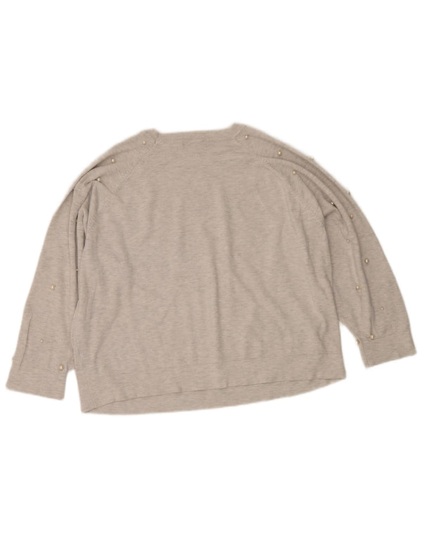 Zara Womens Crop Boat Neck Jumper Sweater UK 10 Small Grey Flecked