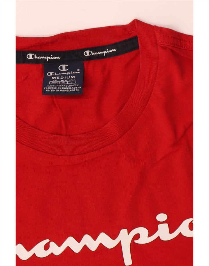 Champion Mens Graphic T-Shirt Top Medium Red Cotton