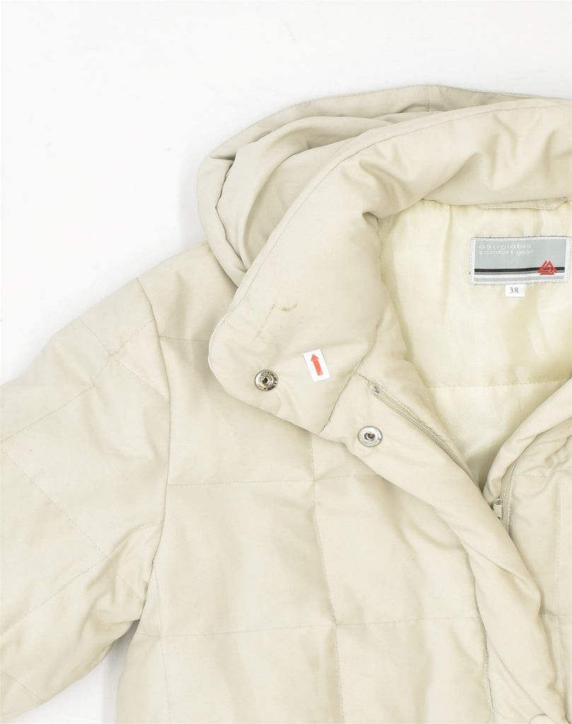 ASTROLABIO Womens Hooded Padded Coat EU 38 Medium Beige Polyester | Vintage Astrolabio | Thrift | Second-Hand Astrolabio | Used Clothing | Messina Hembry 