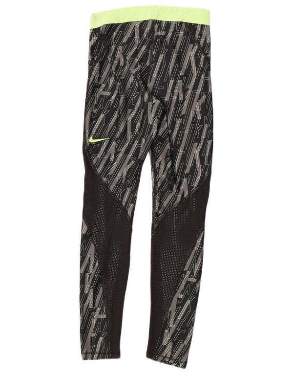 Nike Womens Graphic Leggings UK 10 Small  Black Geometric Polyester Sports