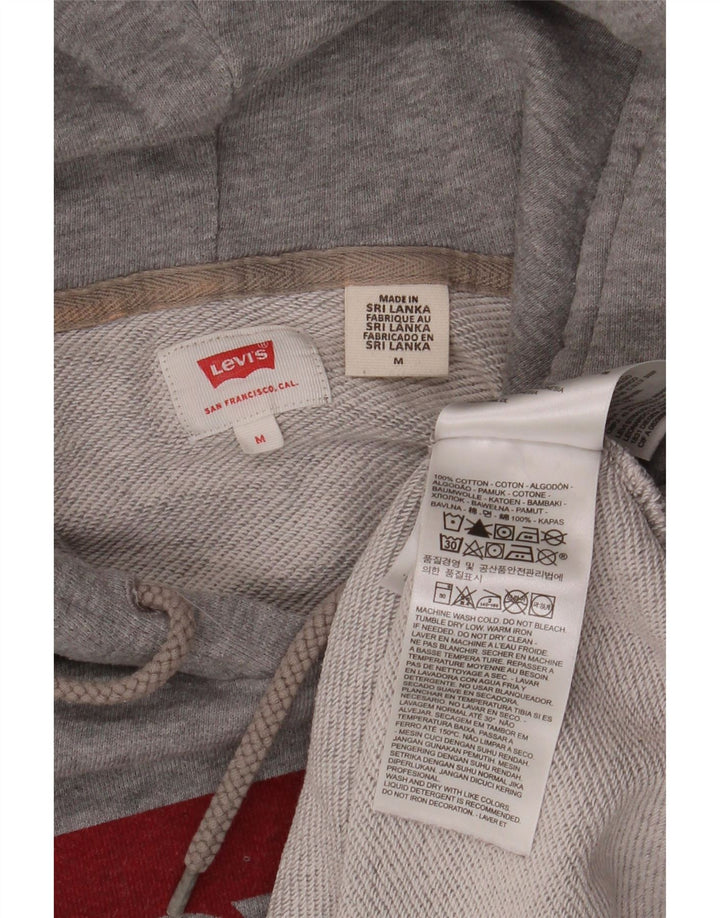 LEVI'S Mens Graphic Hoodie Jumper Medium Grey Cotton