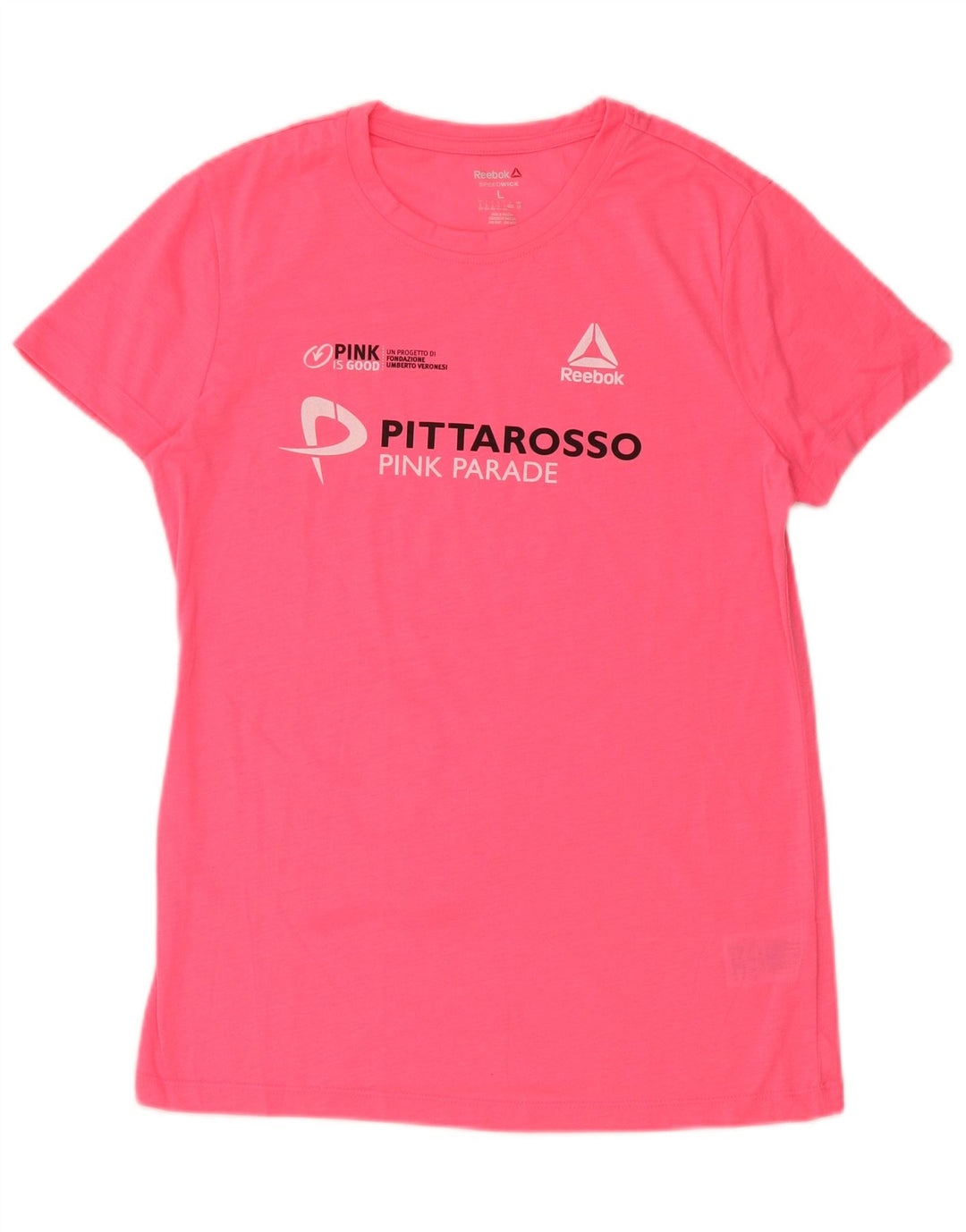 REEBOK Womens Graphic T-Shirt Top UK 16/18 Large Pink Polyester