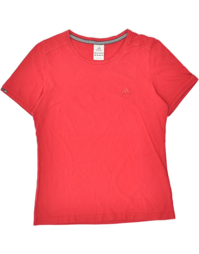 ADIDAS Womens T-Shirt Top UK 12 Medium Red Cotton | Vintage Adidas | Thrift | Second-Hand Adidas | Used Clothing | Messina Hembry 