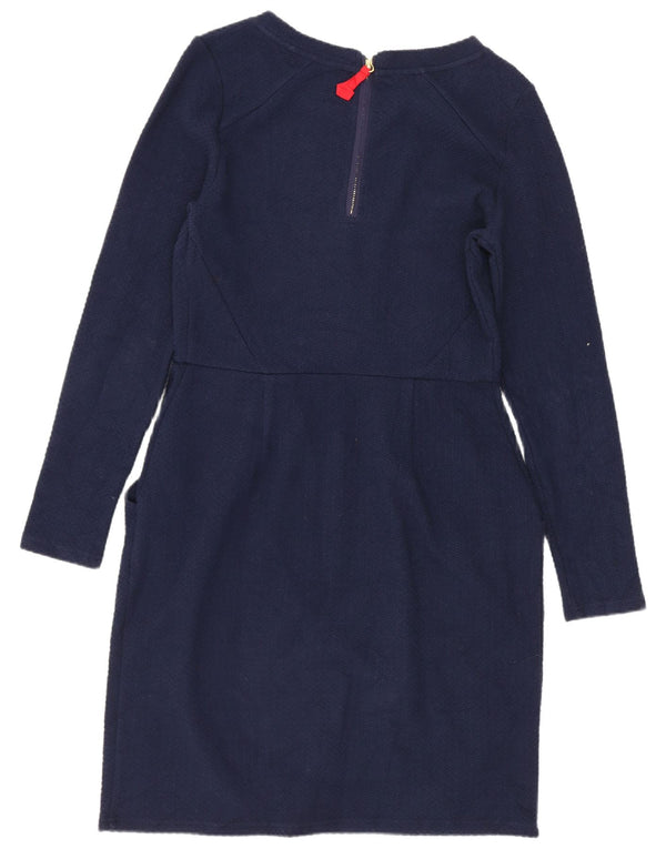 Joules Womens Long Sleeve Jumper Dress UK 12 Medium Navy Blue Cotton