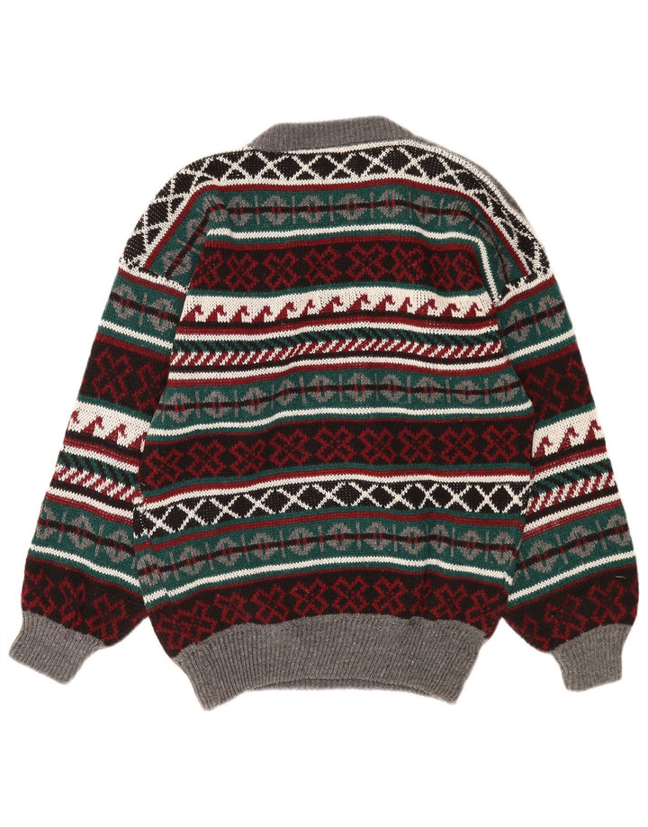Vintage Mens Crew Neck Jumper Sweater Large Multicoloured Fair Isle