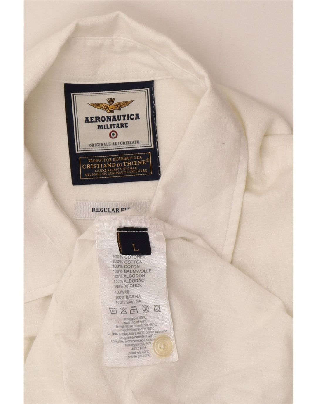 Aeronautica Militare Mens Shirt Large White Cotton