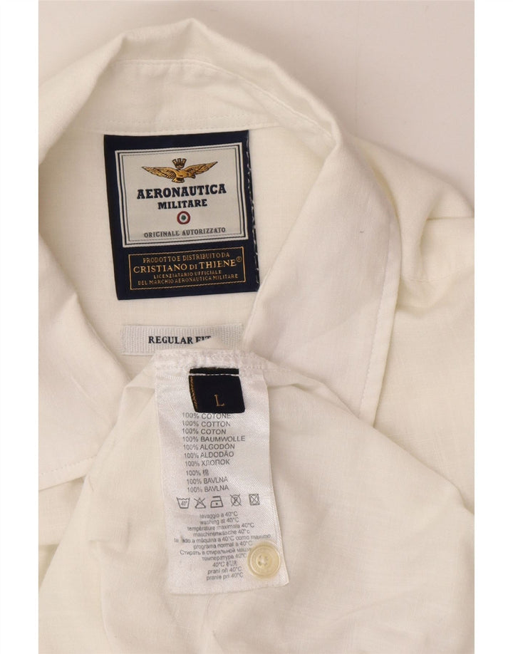 Aeronautica Militare Mens Shirt Large White Cotton