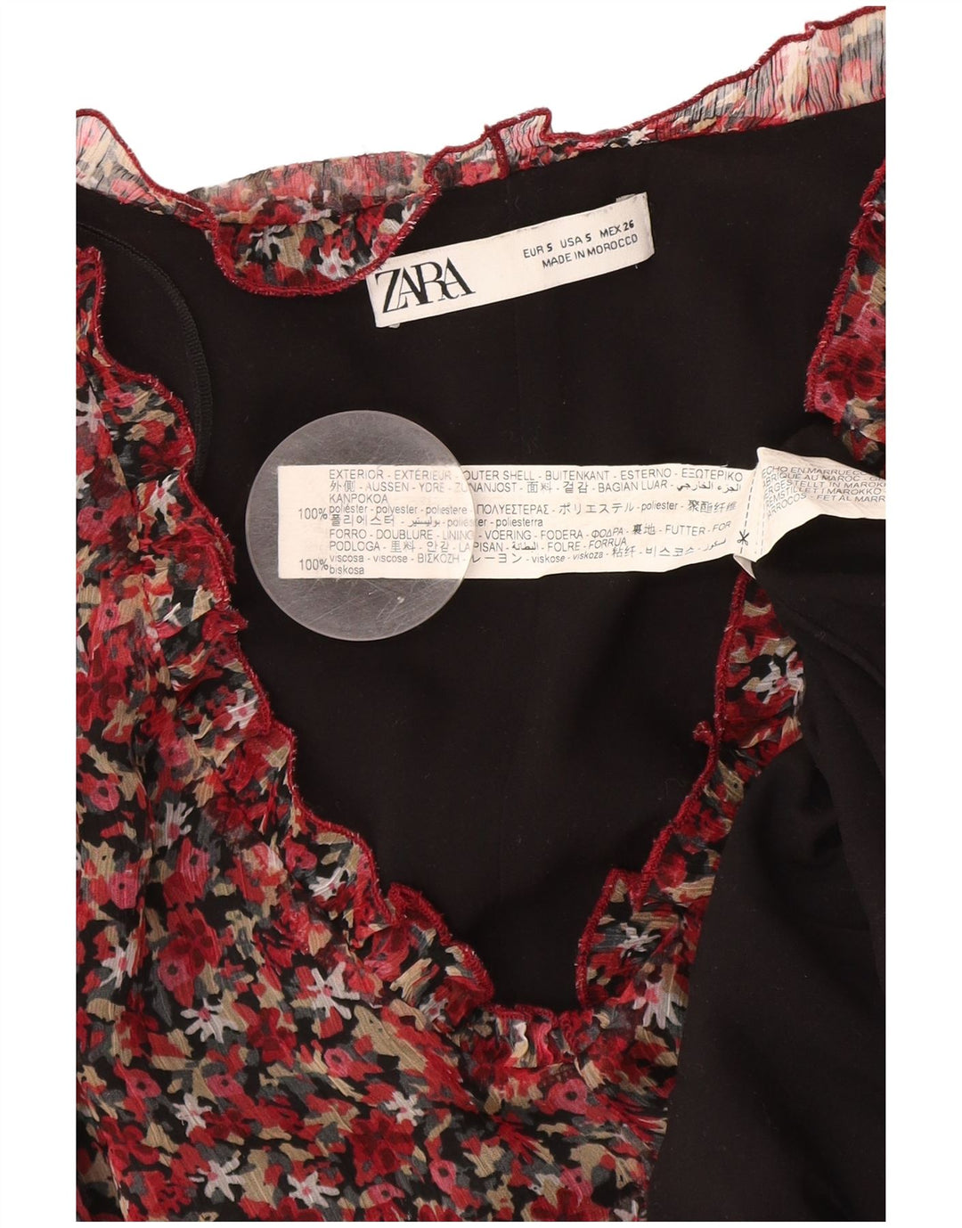 Zara Womens Long Sleeve Shift Dress UK 10 Small Red Floral Polyester