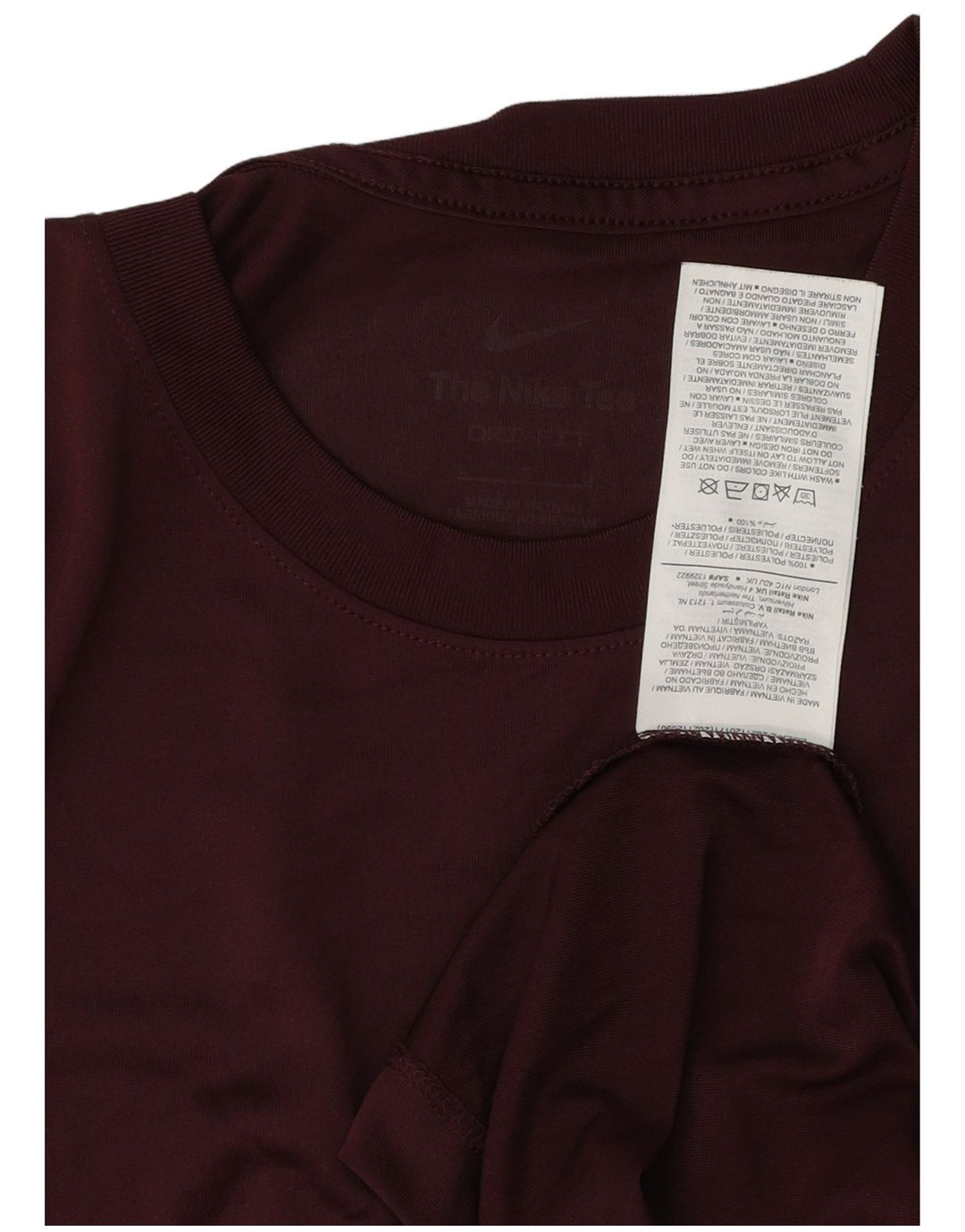 Nike Mens Dri Fit T-Shirt Top Large Burgundy Polyester