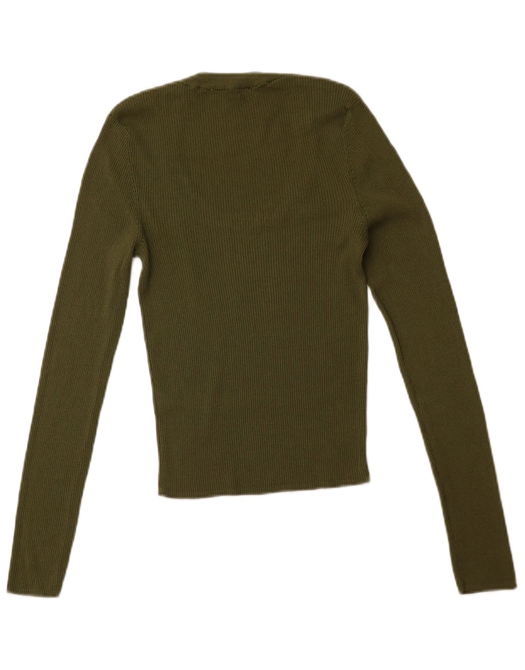 ZARA Womens Crop Top Long Sleeve UK 14 Large Khaki Viscose