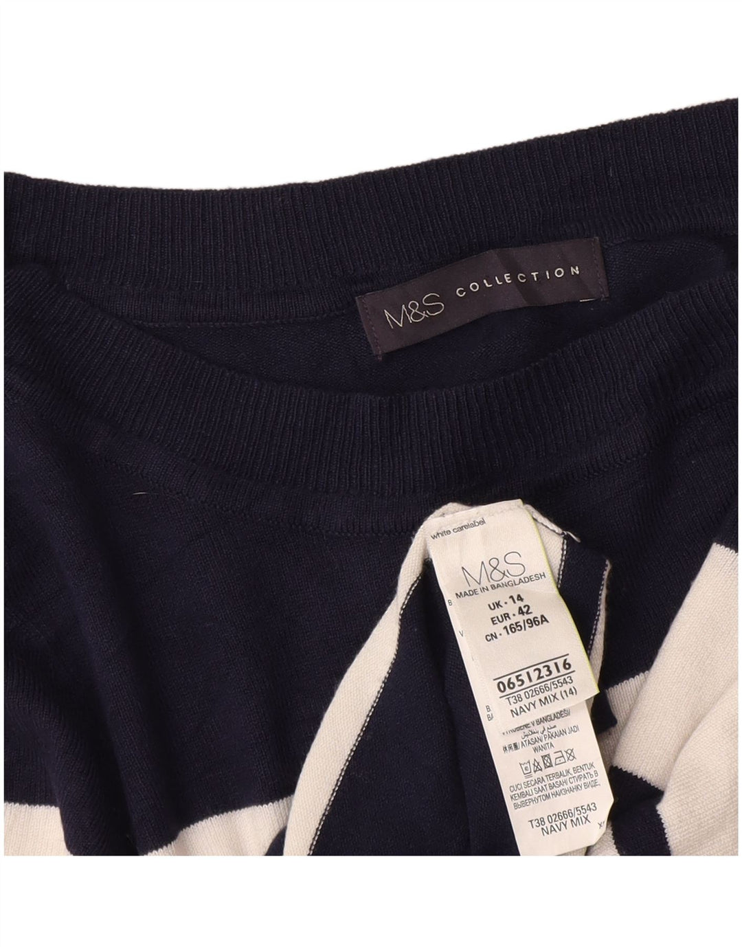 Marks & Spencer Womens Crew Neck Jumper Sweater UK 14 Medium Navy Blue