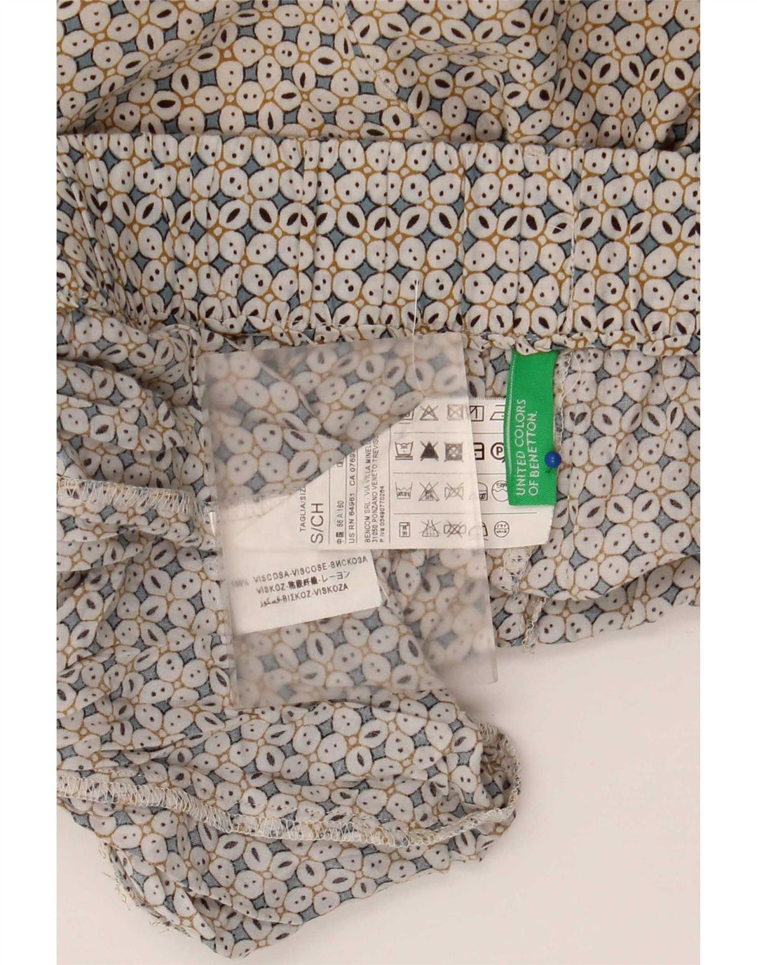 Benetton Womens Casual Trousers Small W30 L29 Multicoloured Geometric