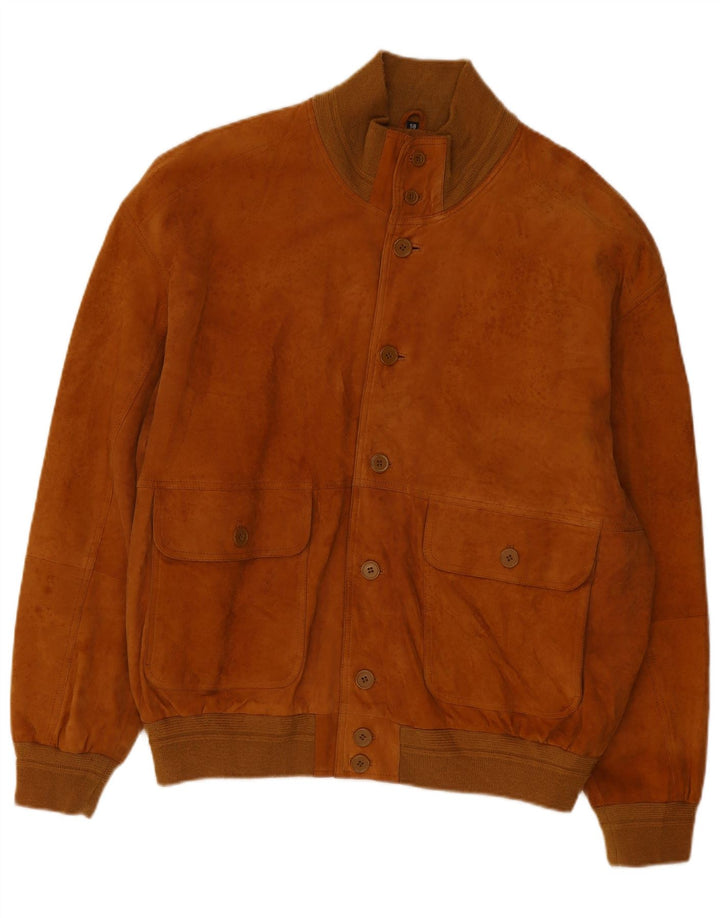 CONBIPEL Mens Suede Bomber Jacket IT 58 2XL Brown Leather