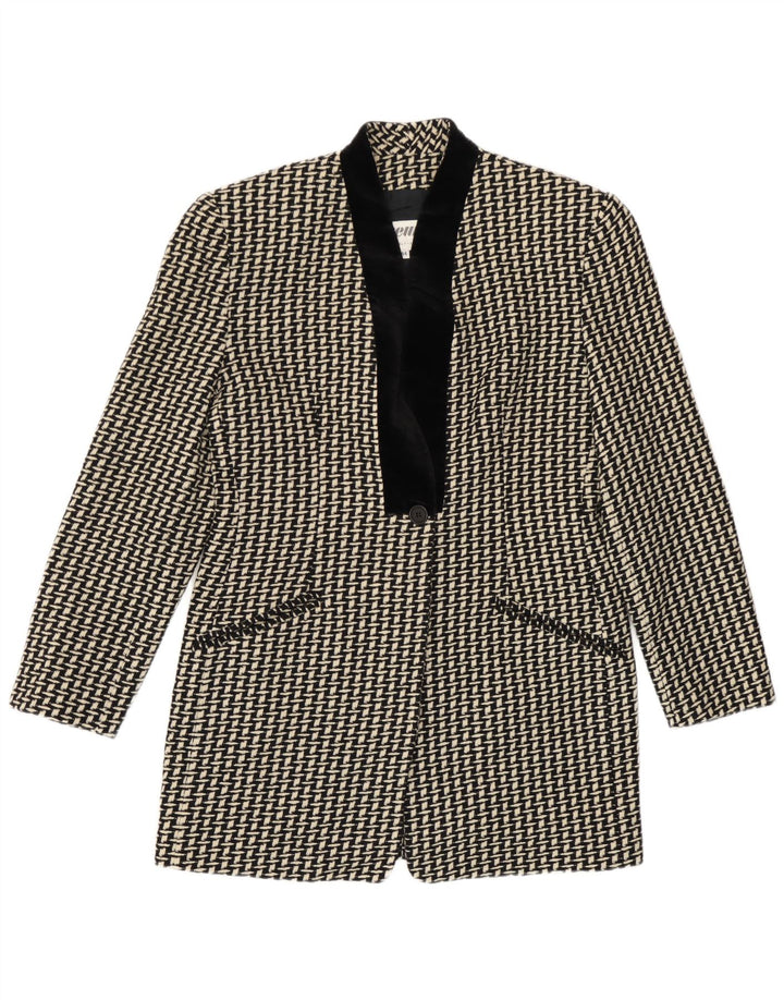 Erreuno Womens Longline Abstract Pattern Blazer Jacket IT 44 Medium Black