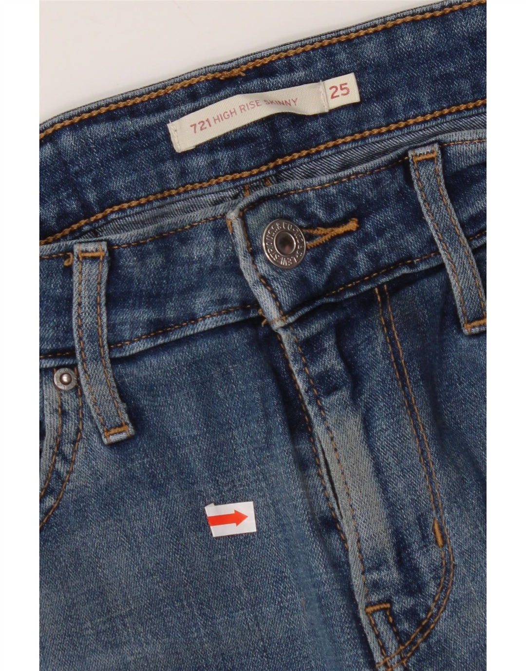 LEVI'S Womens 721 High Rise Skinny Jeans W25 L30 Blue Cotton