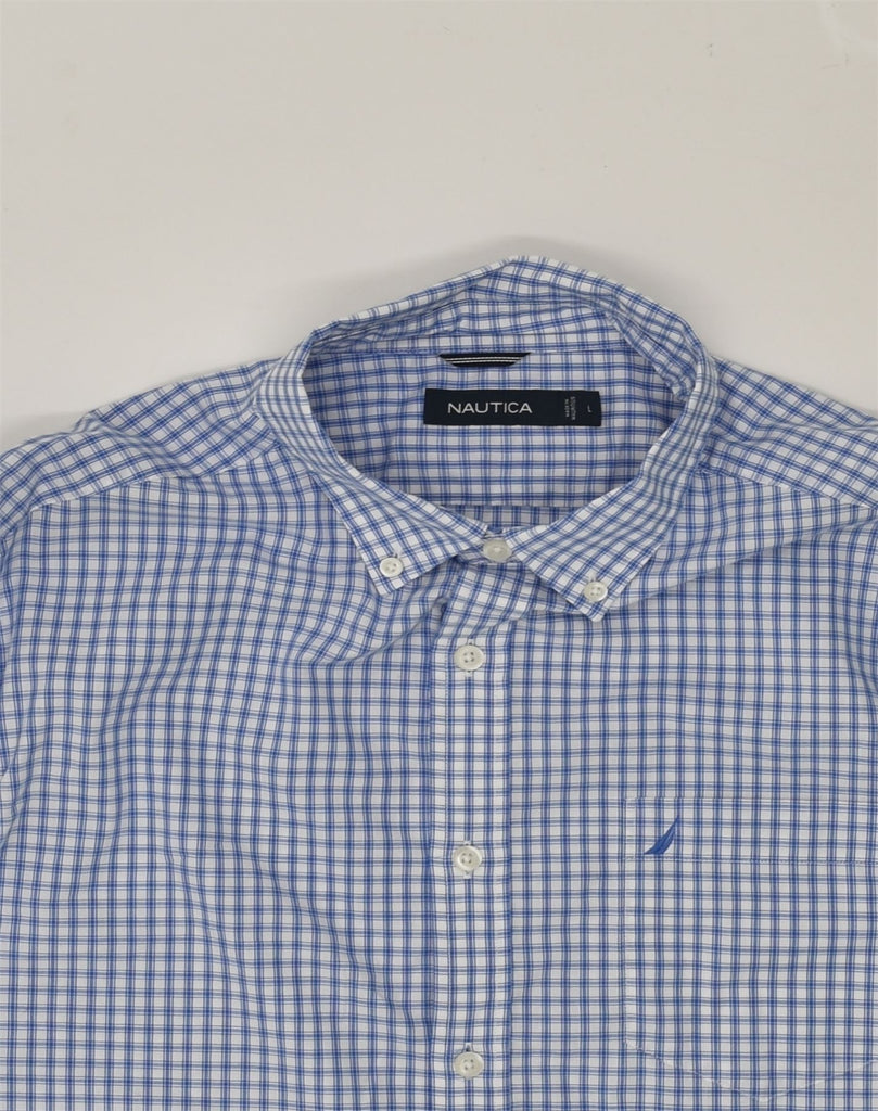 NAUTICA Mens Shirt Large Blue Check Cotton | Vintage Nautica | Thrift | Second-Hand Nautica | Used Clothing | Messina Hembry 