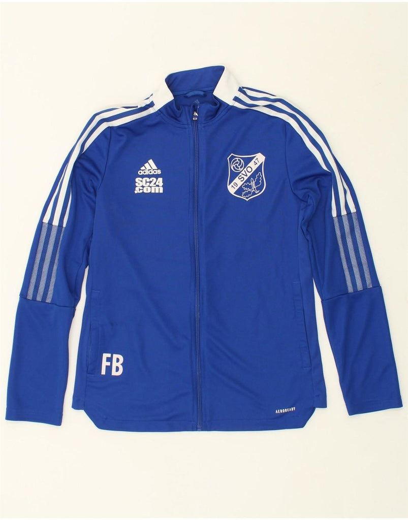 ADIDAS Boys Aeroready Graphic Tracksuit Top Jacket 12-13 Years Medium Blue Vintage Adidas and Second-Hand Adidas from Messina Hembry 