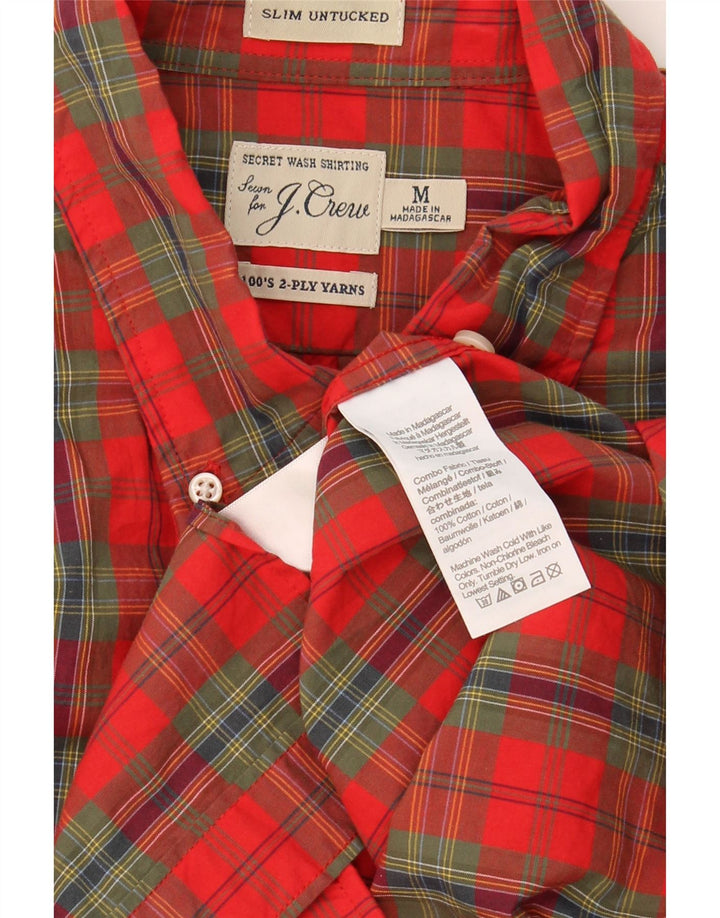 J. CREW Mens Slim Flannel Shirt Medium Red Check Cotton Vintage J. Crew and Second-Hand J. Crew from Messina Hembry 