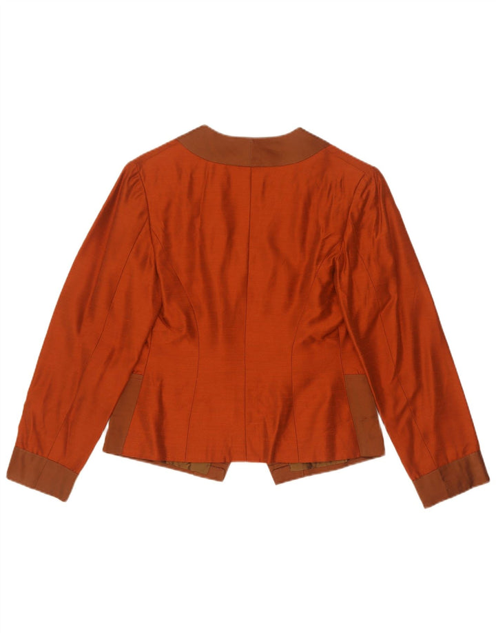 Vintage Womens Crop 1 Button Blazer Jacket UK 10 Small Orange Colourblock