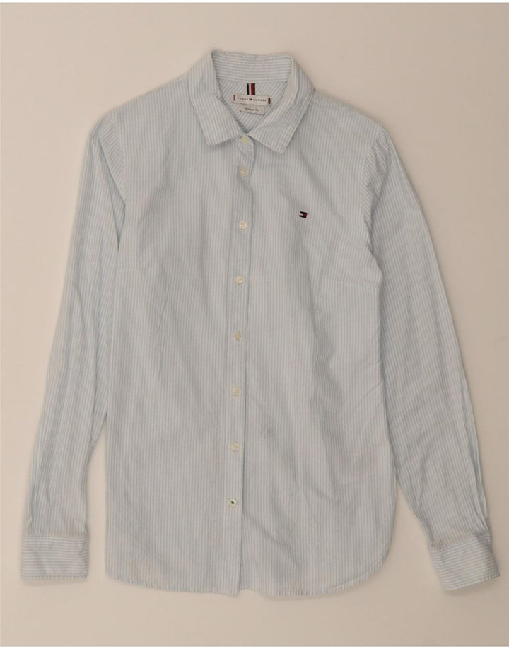 TOMMY HILFIGER Womens Regular Fit Shirt Size 4 Small Blue Pinstripe Cotton Vintage Tommy Hilfiger and Second-Hand Tommy Hilfiger from Messina Hembry 
