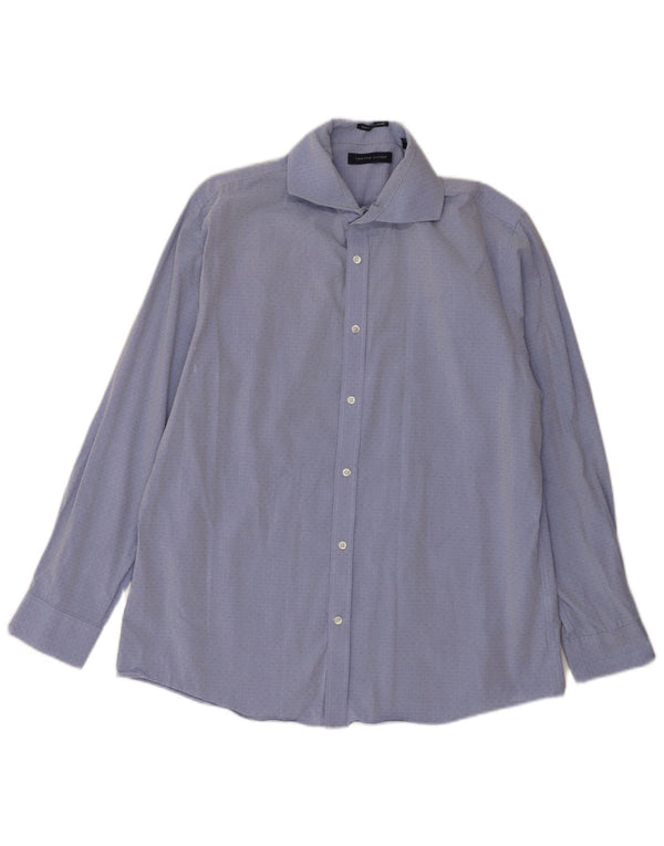 Tommy Hilfiger Mens Slim Fit Shirt Size 16 1/2 Large Blue Spotted Cotton