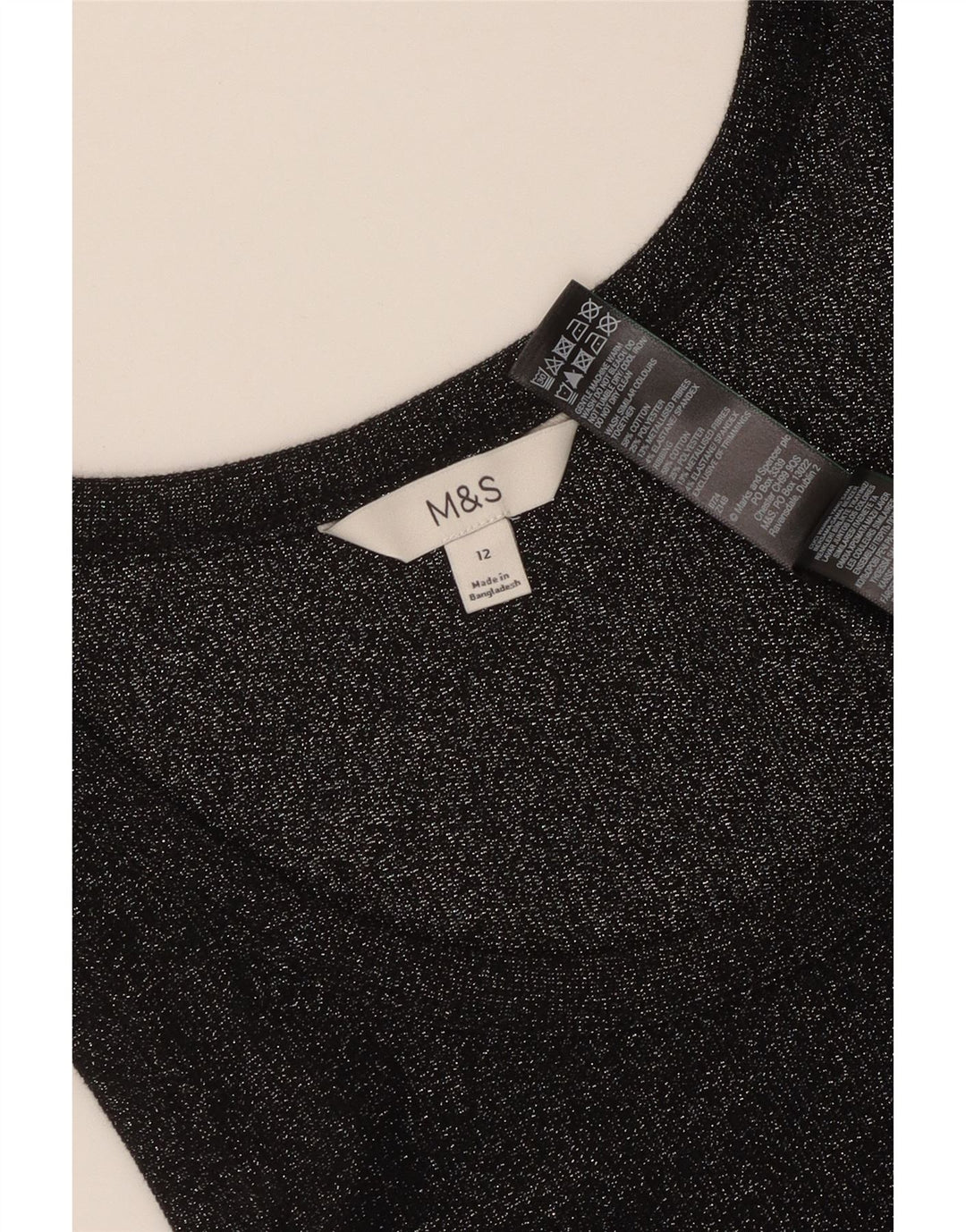 Marks & Spencer Womens Vest Top UK 12 Medium Black Flecked Cotton