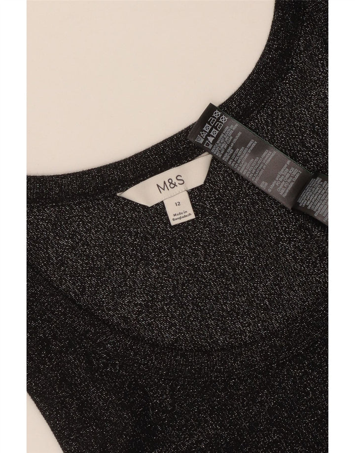 Marks & Spencer Womens Vest Top UK 12 Medium Black Flecked Cotton