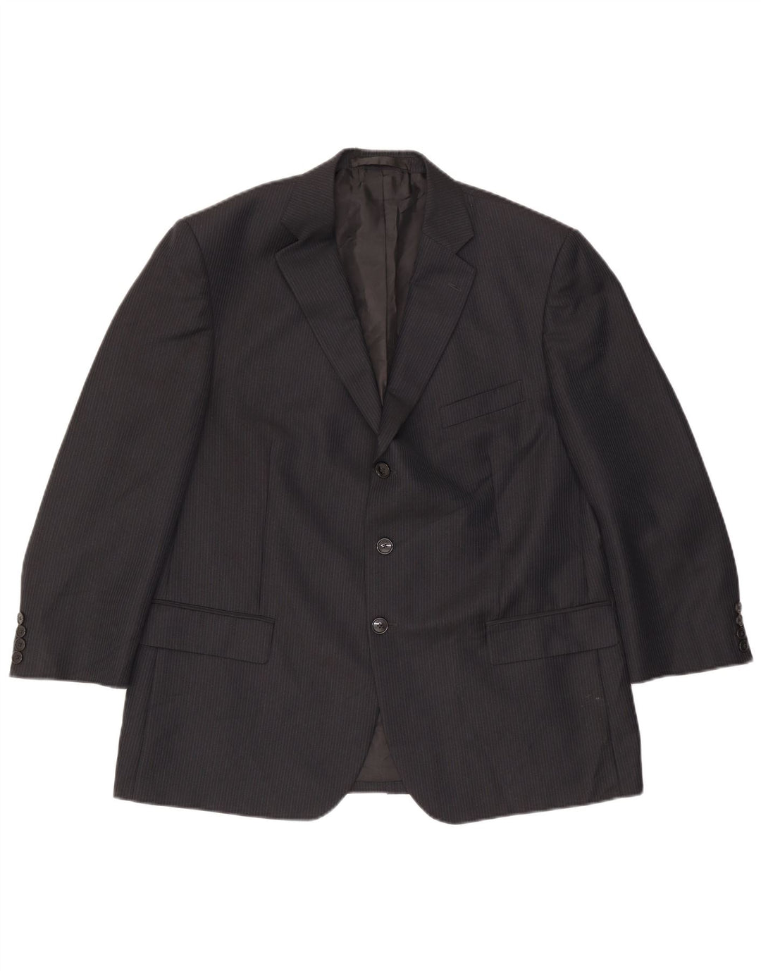 Marks & Spencer Mens 3 Button Blazer Jacket UK 44 XL Navy Blue Pinstripe