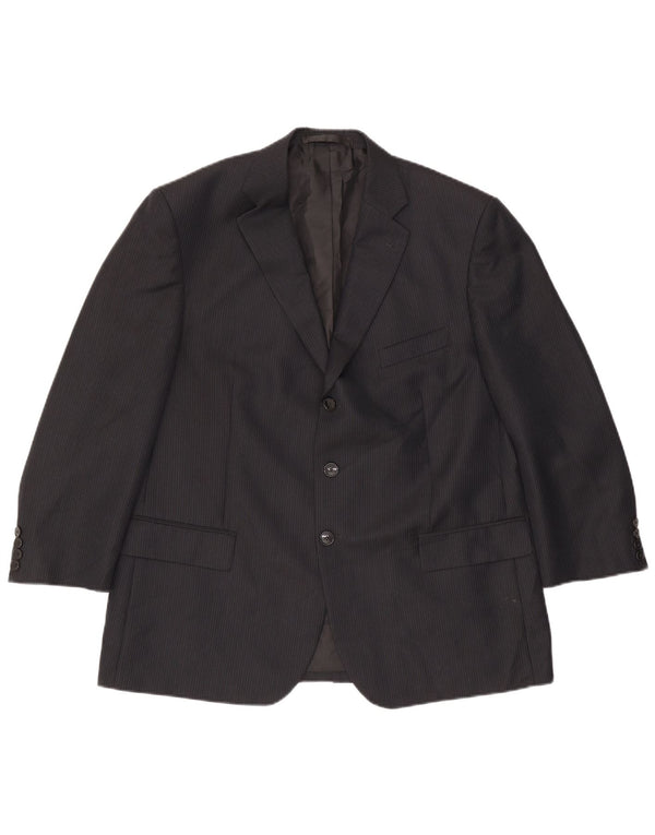 Marks & Spencer Mens 3 Button Blazer Jacket UK 44 XL Navy Blue Pinstripe