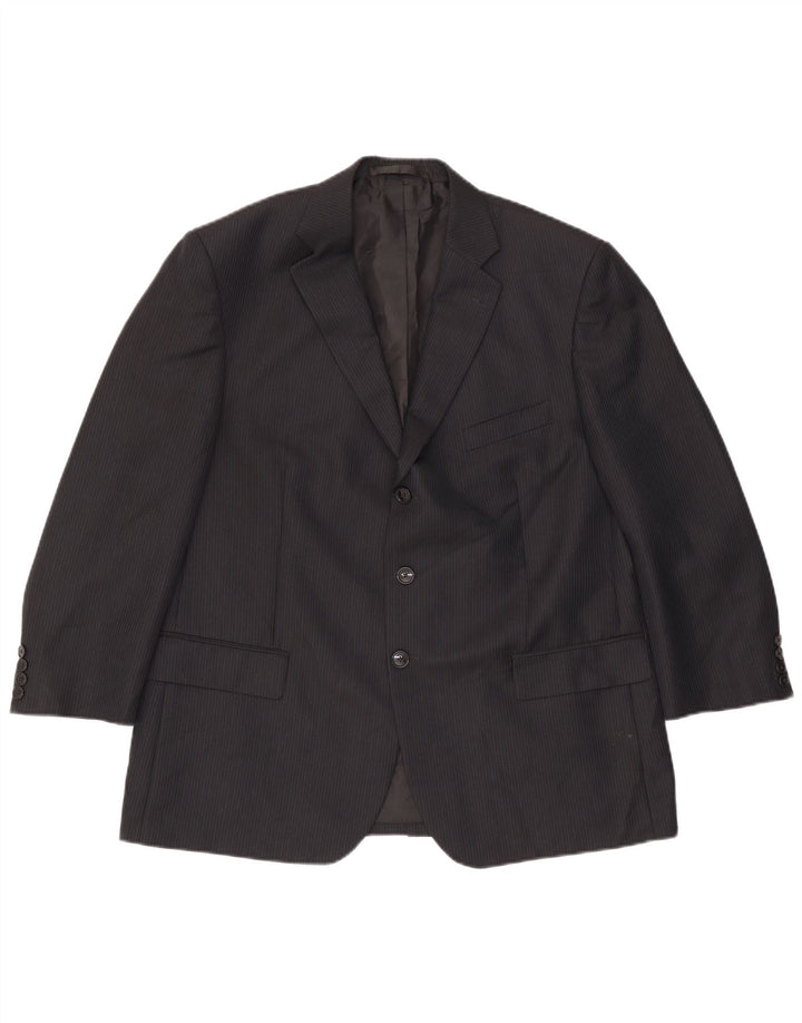 Marks & Spencer Mens 3 Button Blazer Jacket UK 44 XL Navy Blue Pinstripe