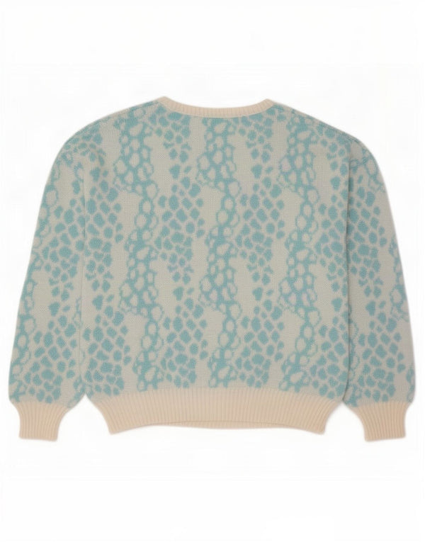 Vintage Womens Boat Neck Jumper Sweater UK 16 Large Blue Spotted