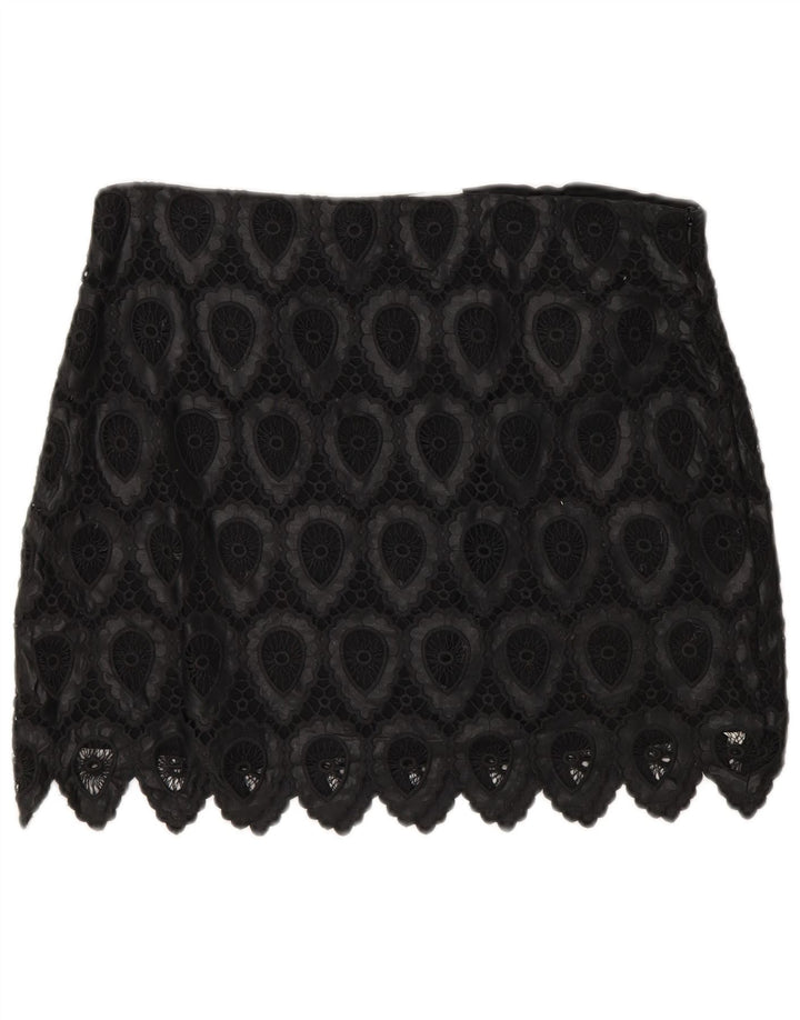 Zara Womens Mini Skirt Large W30 Black Geometric Polyester