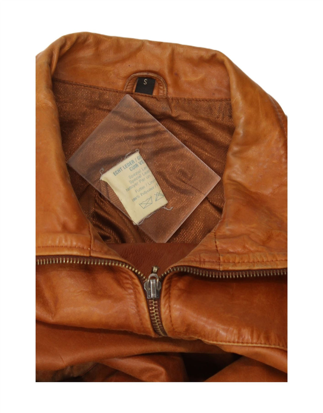 VINTAGE Womens Oversized Leather Jacket UK 10 Small Brown Leather Vintage Vintage and Second-Hand Vintage from Messina Hembry 