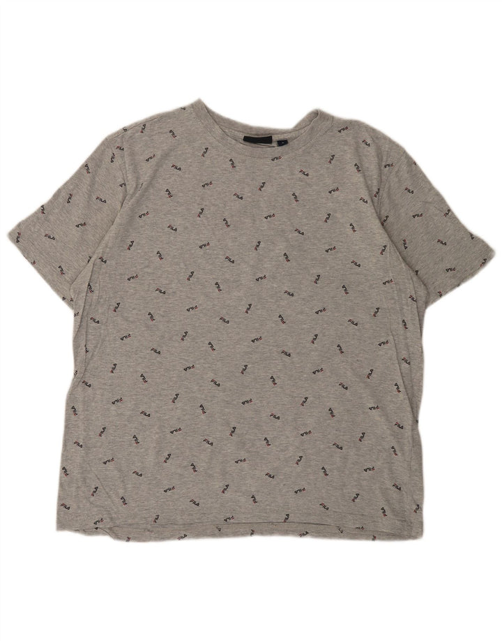 FILA Mens Graphic T-Shirt Top Large Grey Cotton