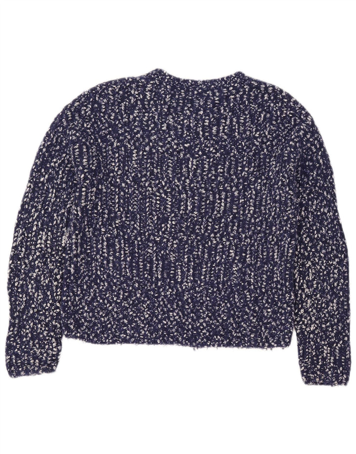 Cos Womens Oversized Crew Neck Jumper Sweater UK 10 Small Navy Blue Flecked