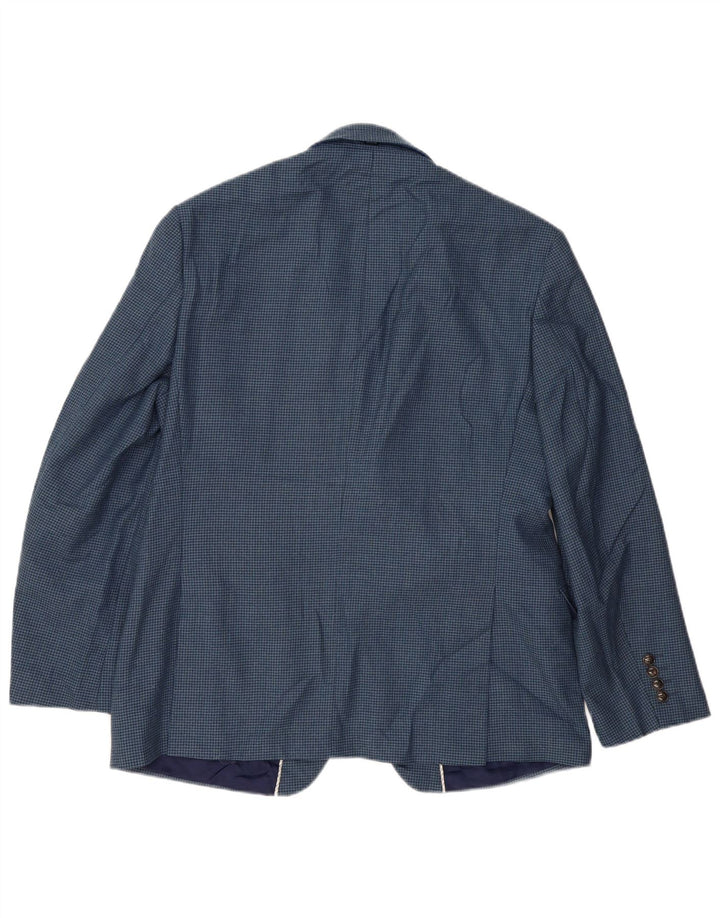 MARKS & SPENCER Mens 2 Button Blazer Jacket EU 52 XL Navy Blue Houndstooth