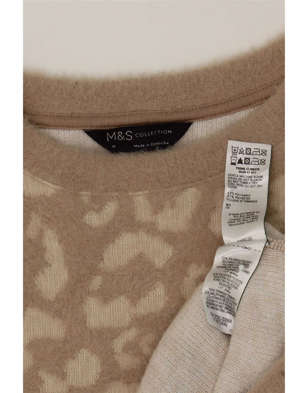 Marks & Spencer Womens Crew Neck Jumper Sweater UK 14 Medium Brown