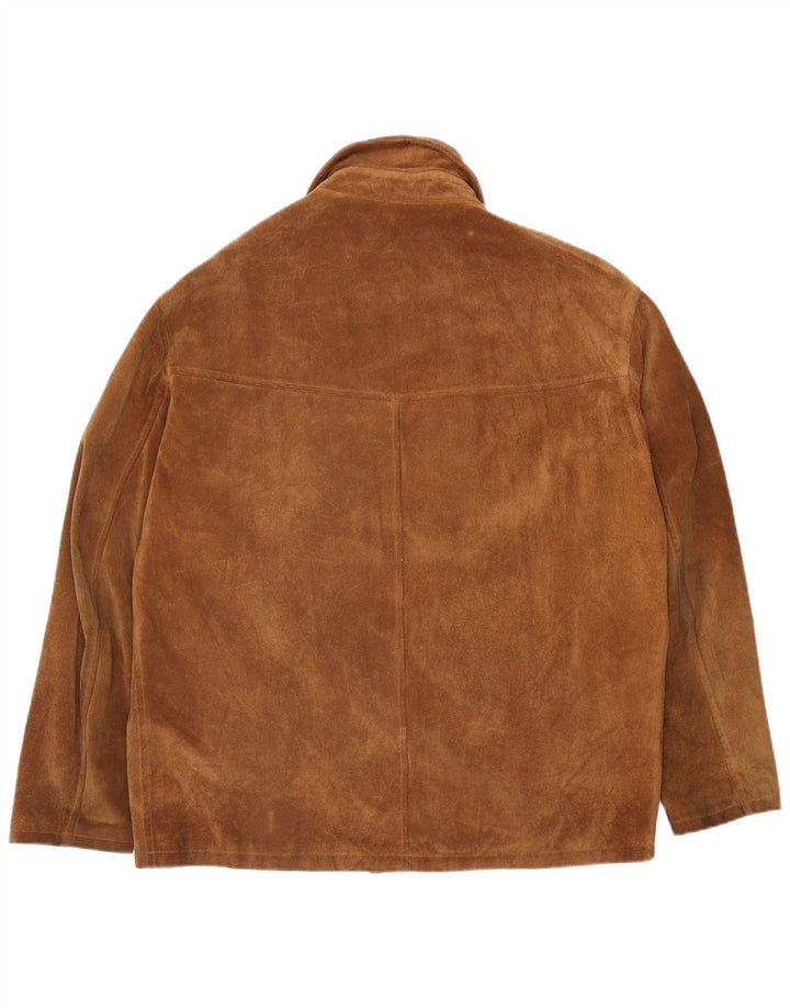 Vintage Mens Suede Jacket IT 54 2XL Brown Leather