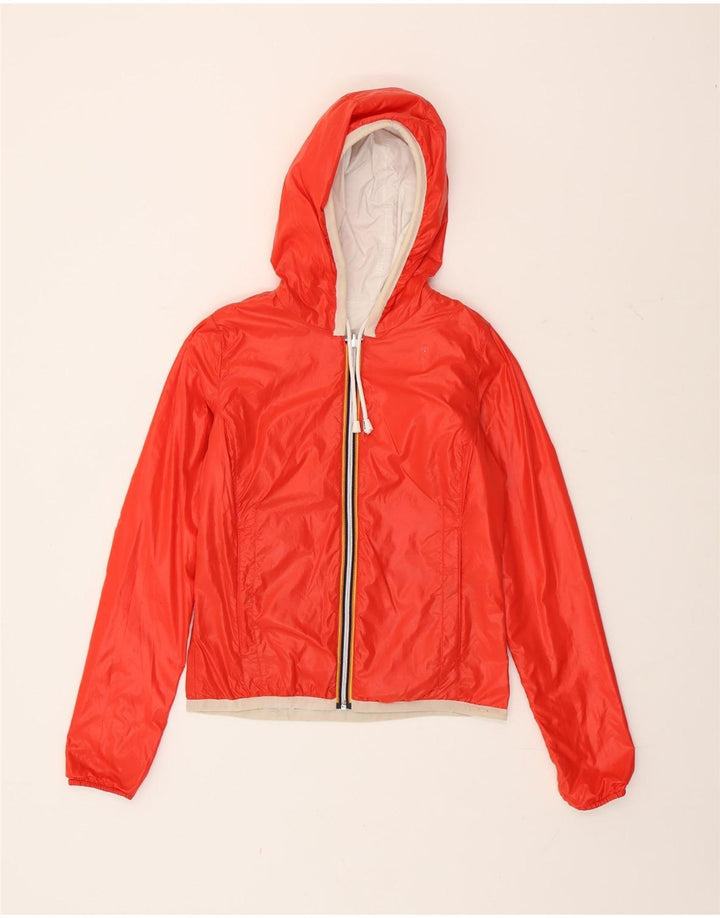 K-Way Girls Hooded Reversible Jacket 8-9 Years Red Polyamide