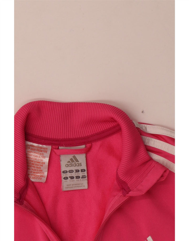 Adidas Girls Tracksuit Top Jacket 9-10 Years Pink Colourblock Polyester